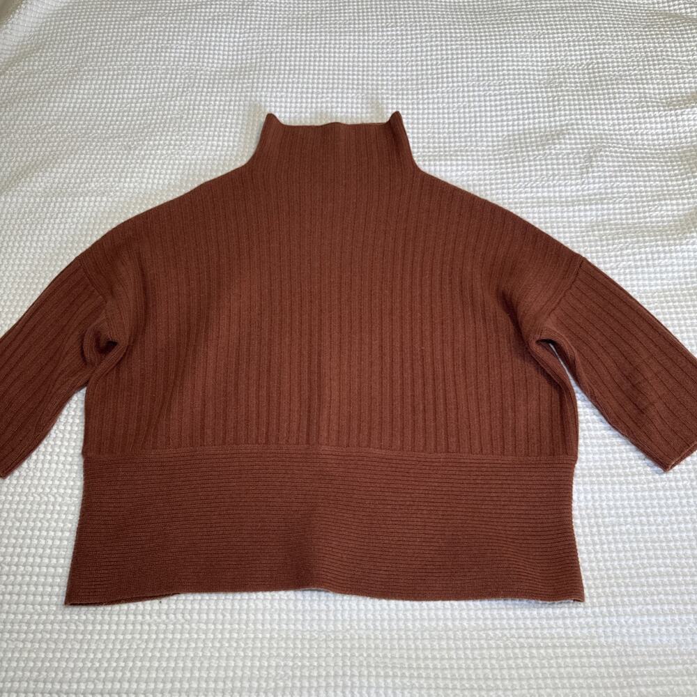 Repeat Cashmere Oversized Pullover Relaxed Fit Womens Sz 40/M Rust Ribbed NWOT